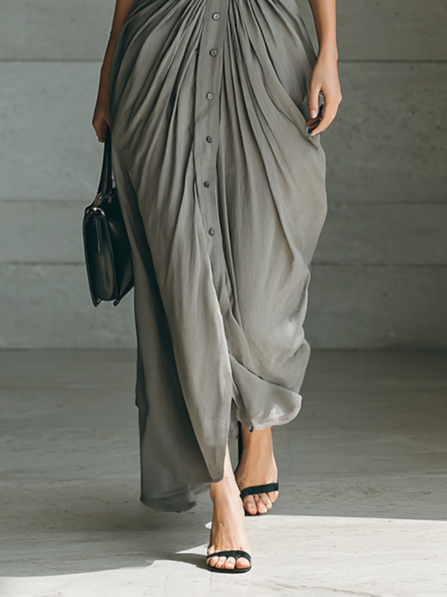 Susanna | Long dress with lapel collar and long sleeves