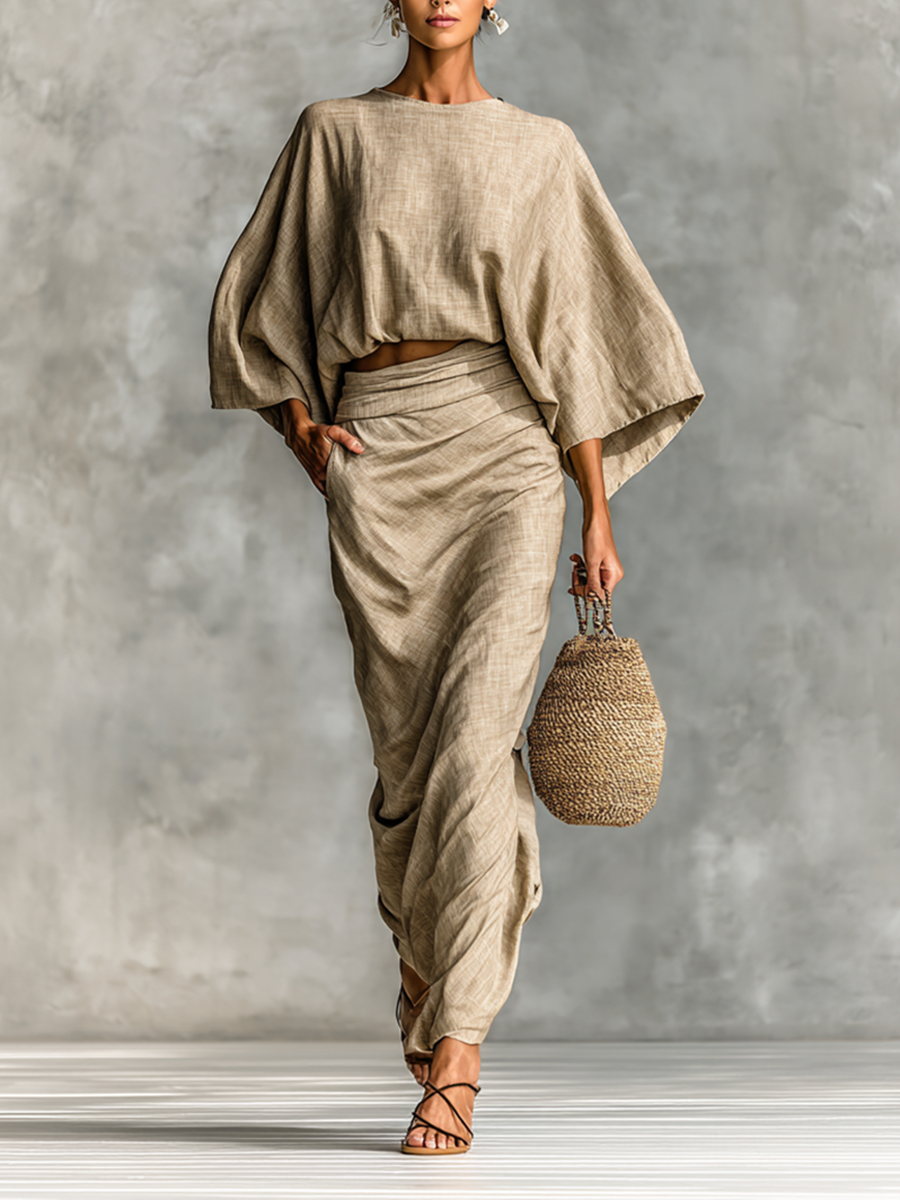 Cristina | Long Sleeve Two-Piece Skirt Set