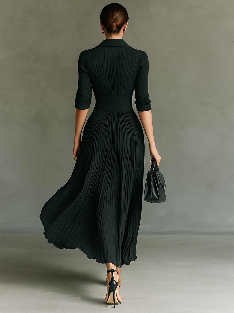 Elvira | Long Sleeve Plunging Collar Dress