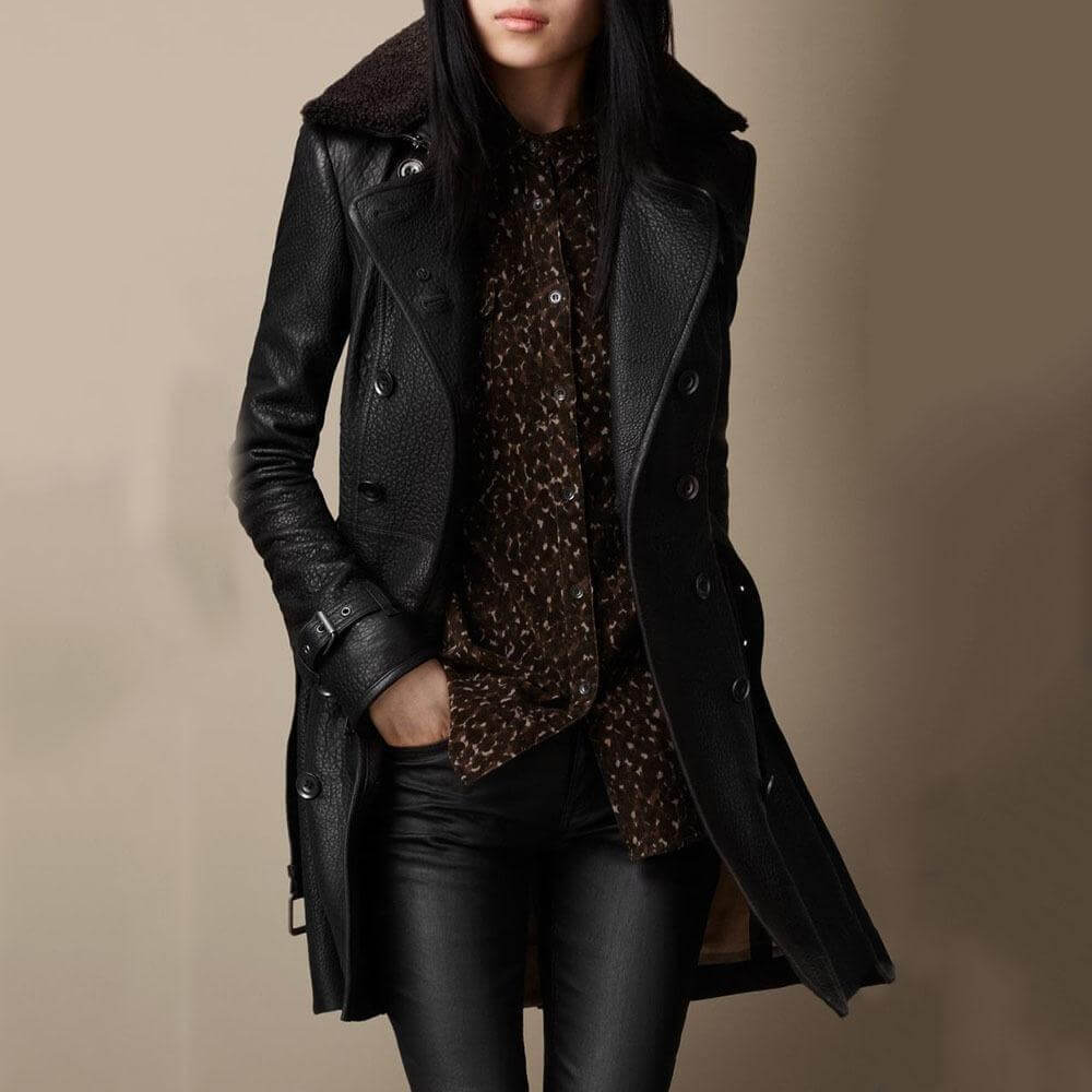 Blair | Elegant 3/4 Leather Coat