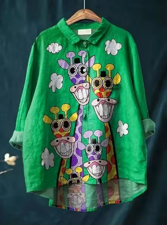 Sofia® | Colorful Blouse with Giraffe Print