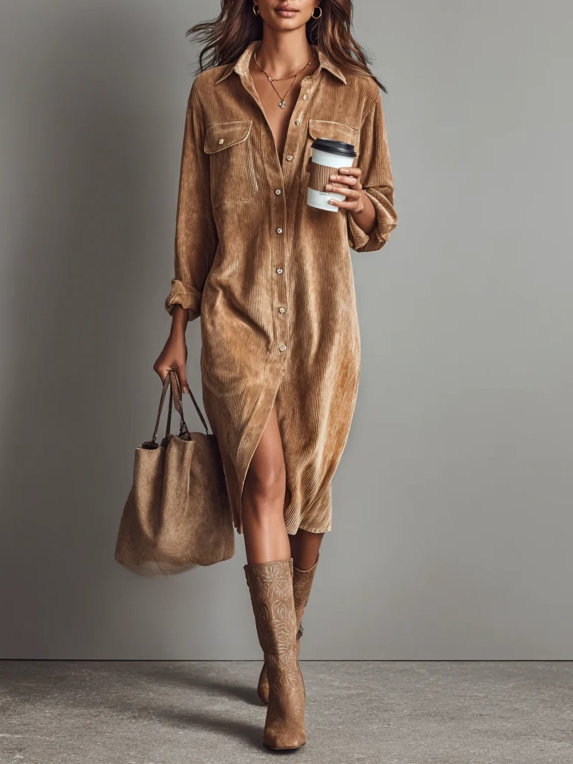 Macarena | Loose Midi Corduroy Dress