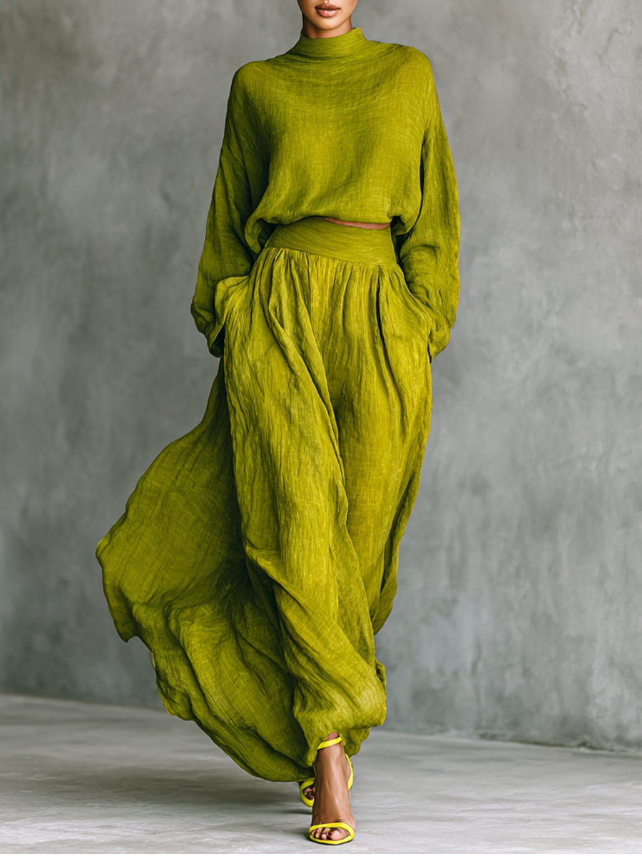 Pilar | Women's Green Cotton and Linen Blend Suit