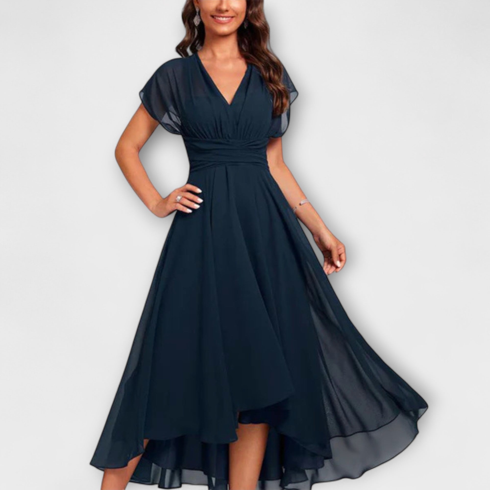 Julita | Flowing Evening Dress with V-Neck