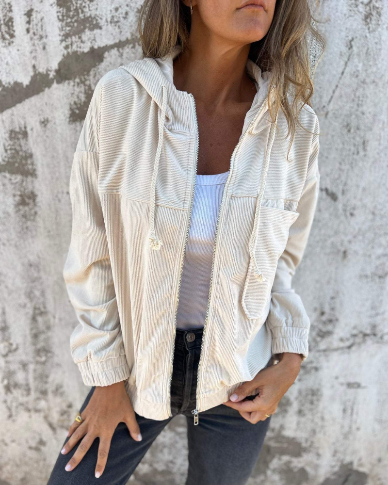 Julia | Cord Cardigan with Hood