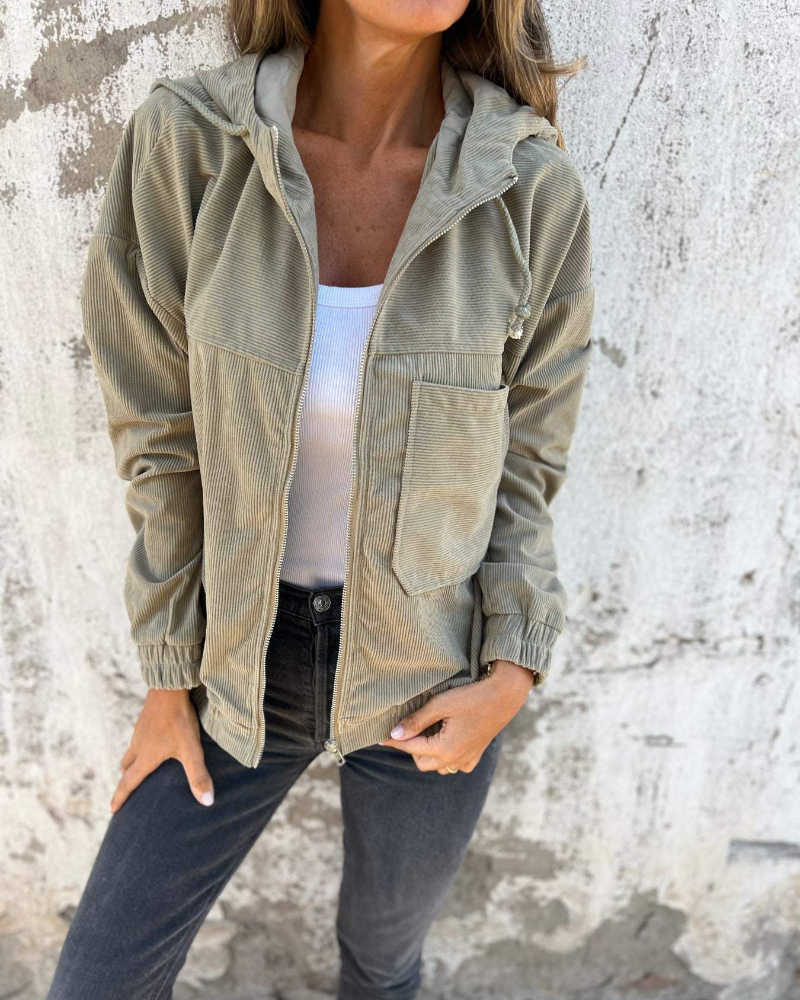 Julia | Cord Cardigan with Hood