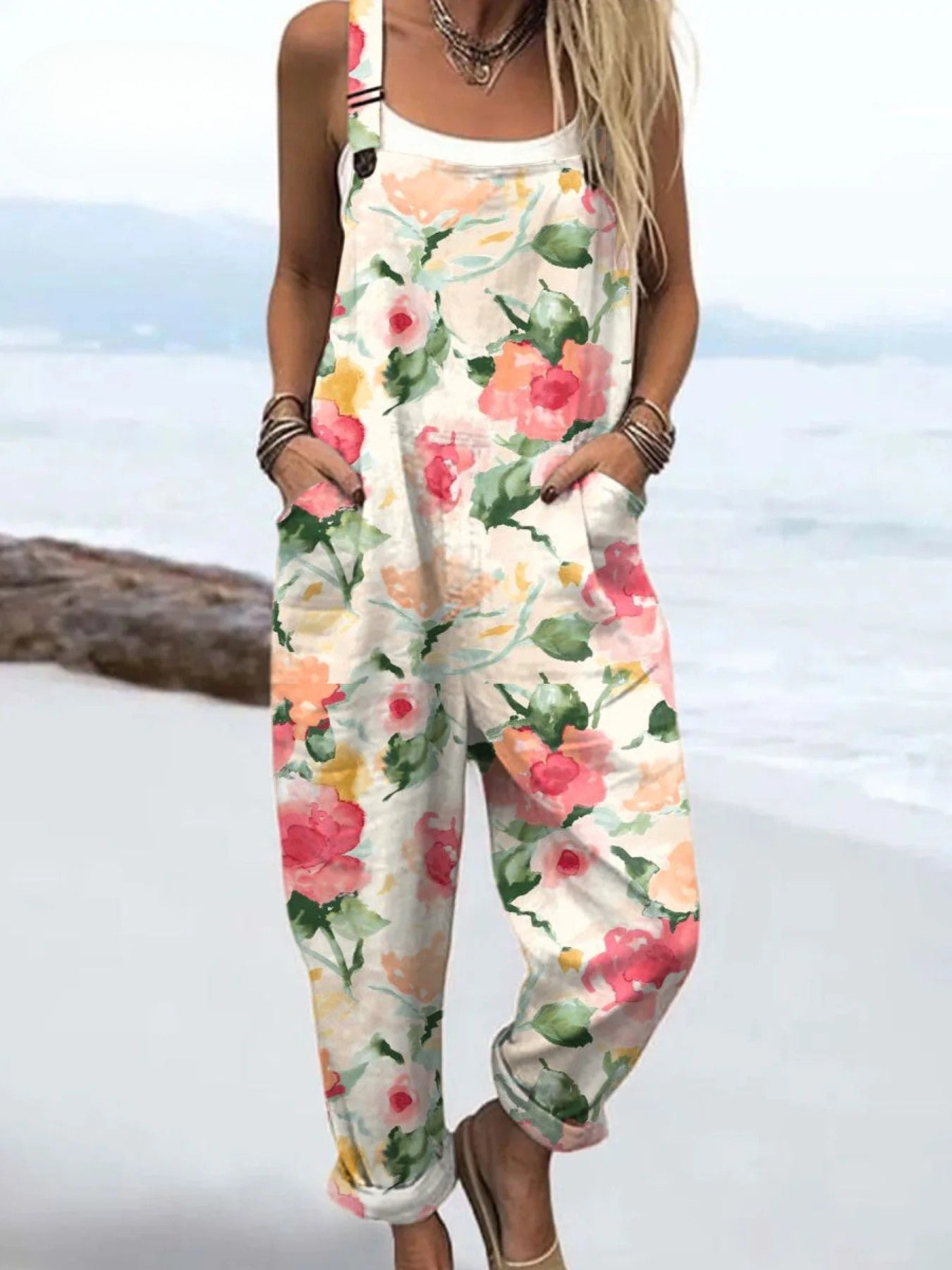 Summer Jumpsuit | Vintage Floral Women's Jumpsuit - Stylish Comfort for All Day
