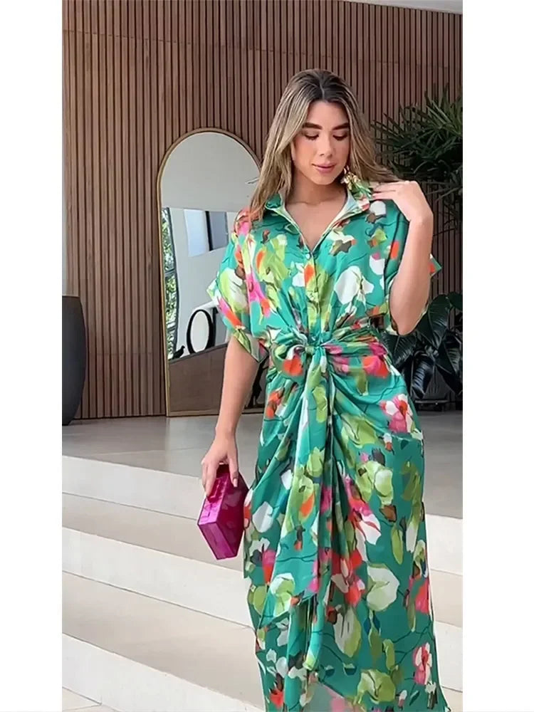 Valentina | Floral Button-Down Maxi Shirt Dress