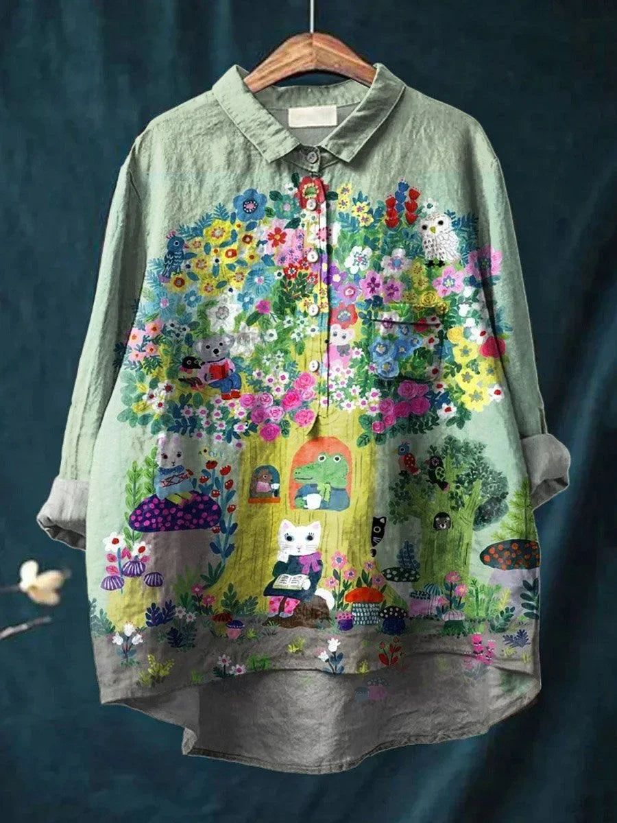 Sofia® | Playful Blouse with Woodland Animal Print
