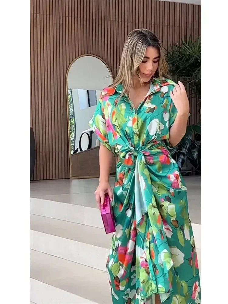 Valentina | Floral Button-Down Maxi Shirt Dress