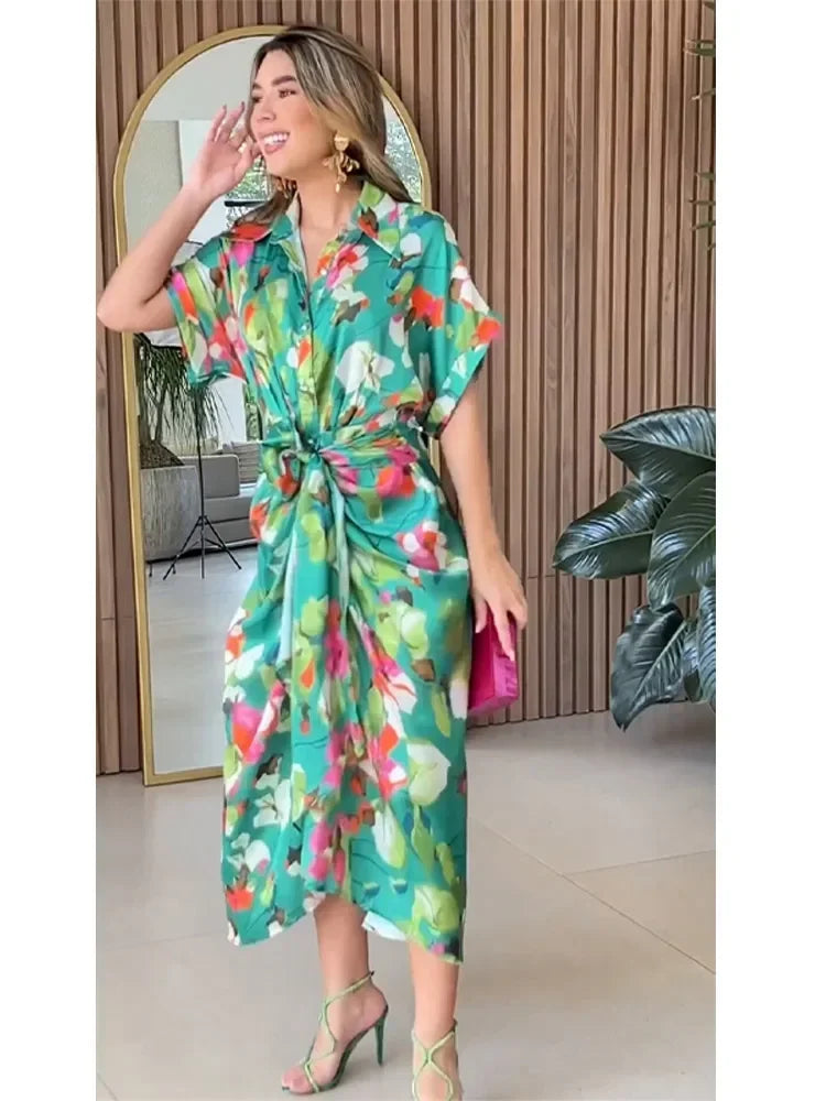 Valentina | Floral Button-Down Maxi Shirt Dress
