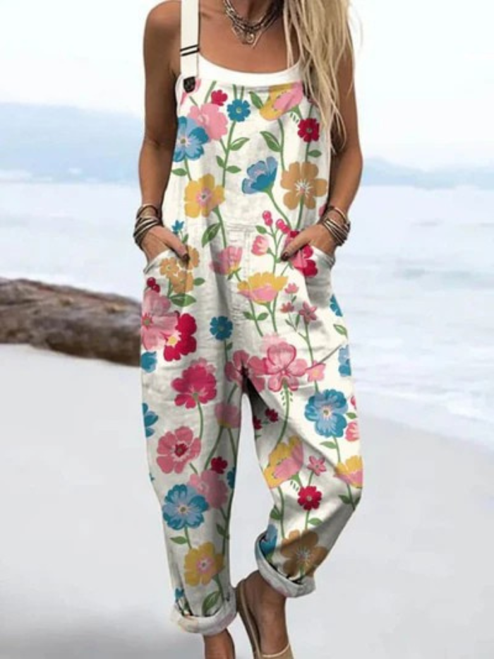 Summer Jumpsuit | Women's Jumpsuit with Floral Design, Casual and Loose-Fitting
