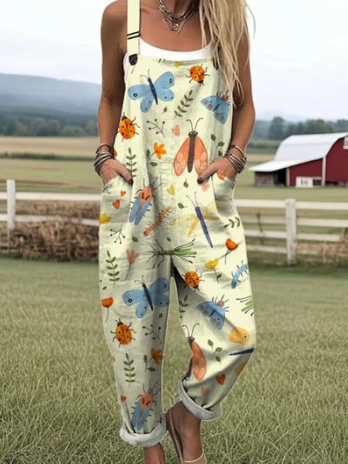 Summer Jumpsuit | Women's Jumpsuit with Fun Insect Pattern and Art Print
