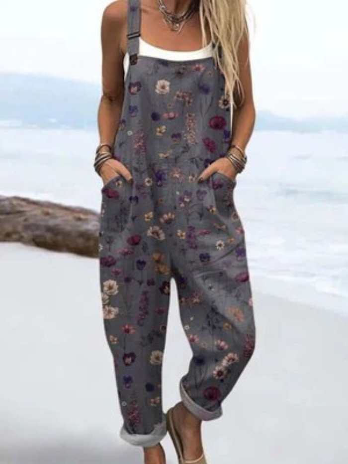 Summer Jumpsuit | with Vintage Flowers and Art Motif