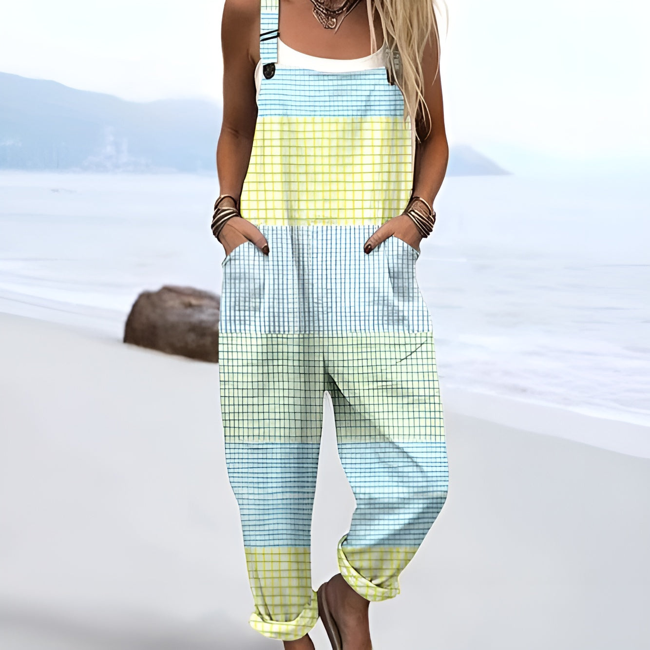 Summer Jumpsuit | Pastel Checkered Overalls